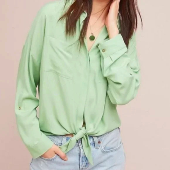 Anthropologie Tops - ANTHRO MAEVE sandbridge button down hi-lo tie top S